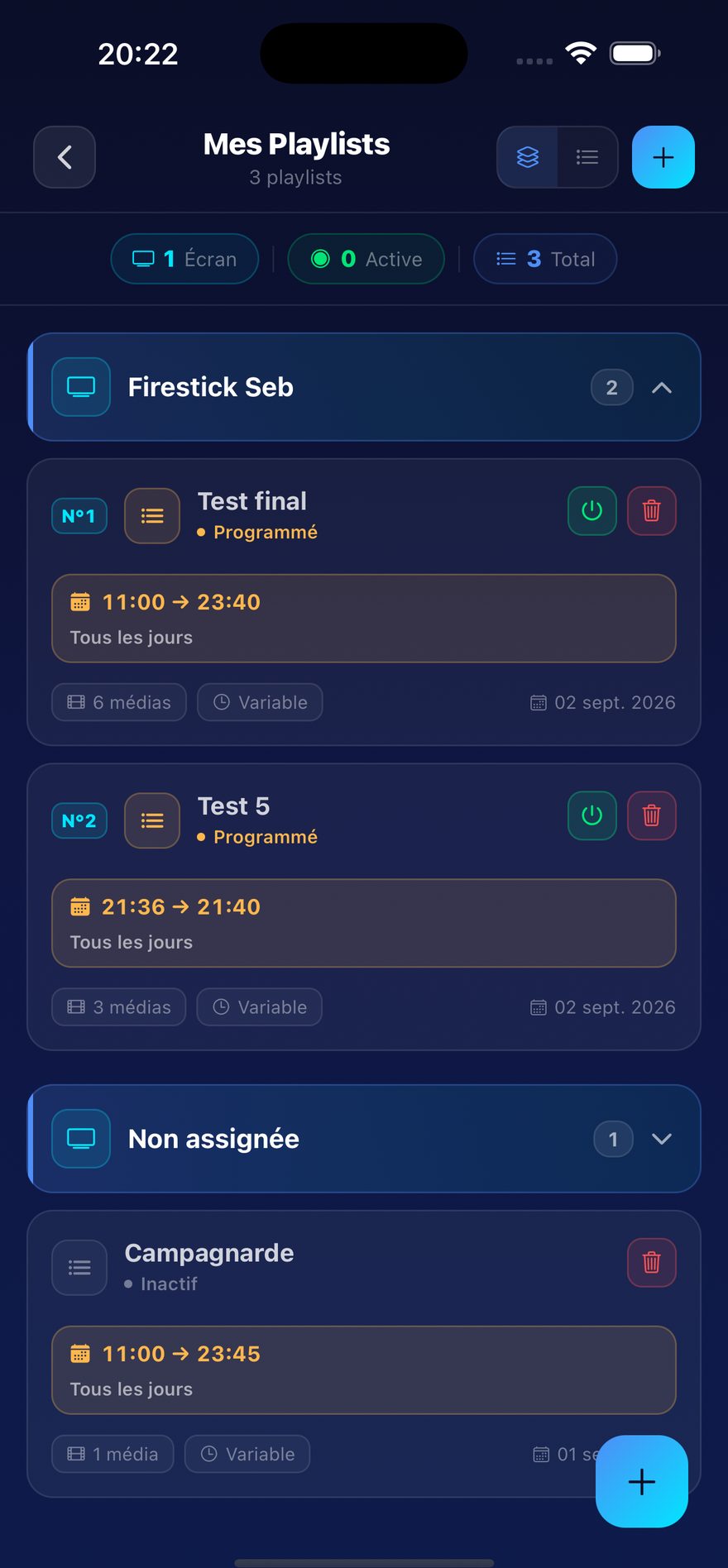 RDS Info — liste des playlists et programmation